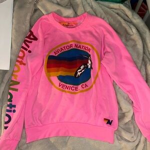 Aviator Nation Pink Rainbow Graphic Sweater